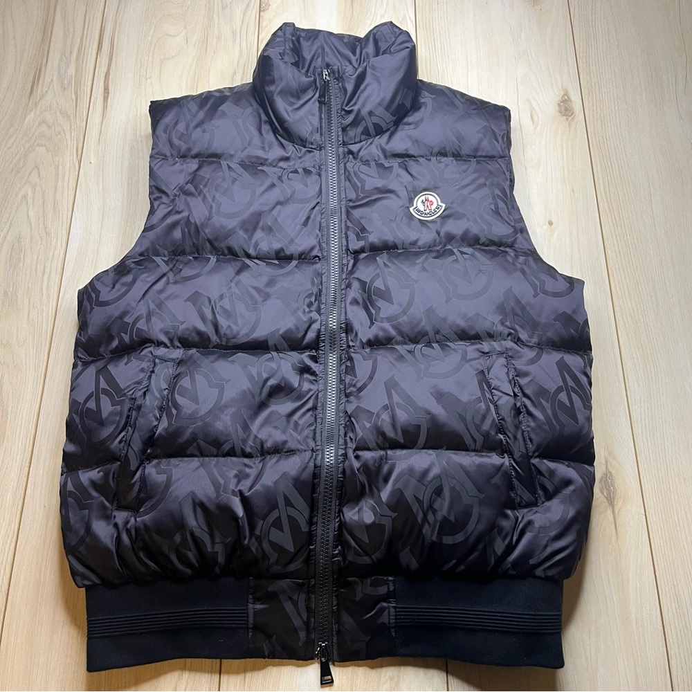 Moncler Dark Gray Quilted Logo Puffer Vest